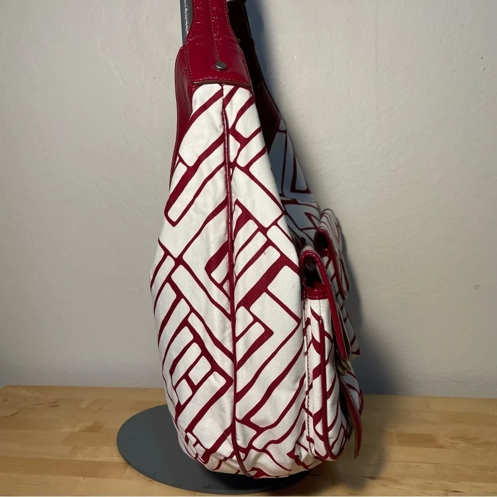 Cole Haan Canvas Leather Hobo Bag Shoulder Purse Vintage Style Multicolor Tote